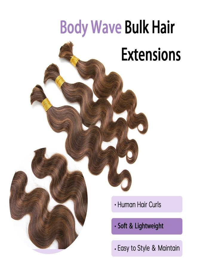 Y WIGS YWIGS Bulk Human Hair for Braiding Body Wave Blend #4/30 Boho Human Hair No Weft Human Braiding Hair 100G 20inch - Image 4